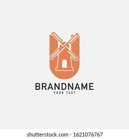 Letter U logo design of home and dutch windmills with white background - EPS10 - Vector.