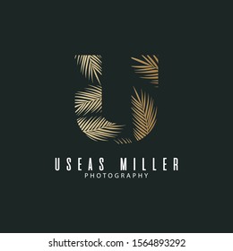 letter u logo design, icon design template elements, palm leaf design