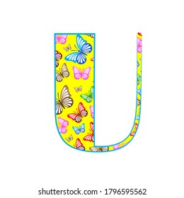 Letter U Logo-Design aus Icon-Schmetterling