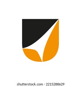 Diseño del logotipo de la letra U, plantilla de vectores de base inicial de letra U minimalista