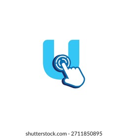 Design do logotipo da letra U em modelo de vetor com tela sensível ao toque