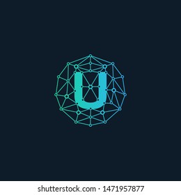 letter U Logo Design Template. technology logo. connect concept - Vector