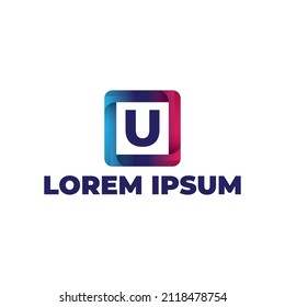 Letter U logo design template with colorful style, logo concept with retro futurism style isolated on white background