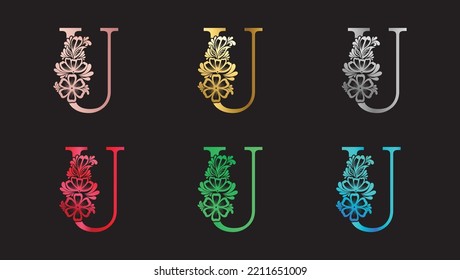 Plantilla de diseño del logotipo de la letra U. Moderna y creativa moda por la tipografía y el gradiente colorido