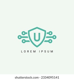 Letter U logo design template, technology, electronics, digital, logotype