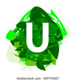 Letter U, logo design template element, letter on green abstract, font style, vector illustration