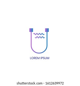 Letter U logo design template,Technology abstract dot connection cross vector logo icon circle logotype