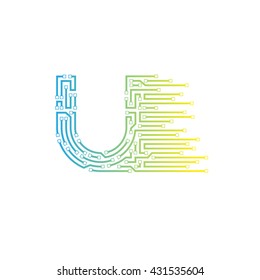 Letter U logo design template,technology,electronics,digital,logotype