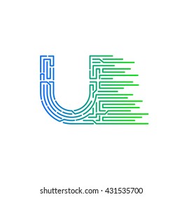 Letter U logo design template,technology,electronics,digital,logotype