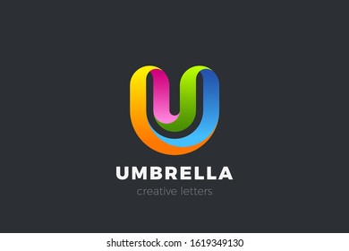 Letter U Logo design vector template Ribbon Font style Typography.