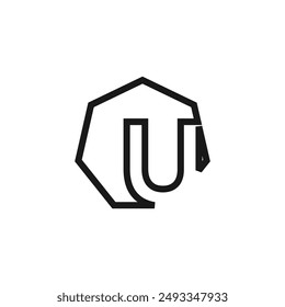 Letter U logo design vector with universal form and creative idea icon