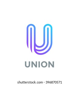 Letter U Logo design vector template. Font Lines Logotype