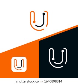 Letter U logo Design,Technology and digital dot connection logo vector