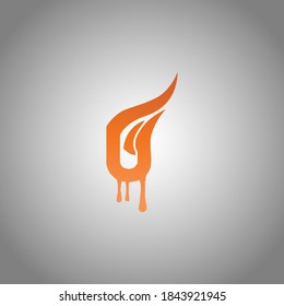 Letter U logo with fire flame shape.