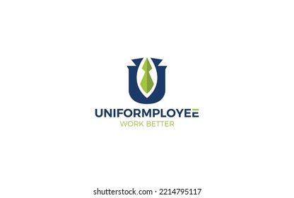 Logo de la letra U formado uniforme y corbata como símbolo de empleo	
