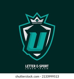 letter U logo gamer design, Initials e-sports logo design concept,  emblem design for eSports team.