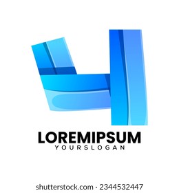 letra u logotipo degradado diseño azul