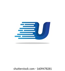 Letter U logo icon design with pixel line elements