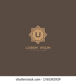 Letter U logo icon design. Luxury jewelry frame gem edge logotype. Print monogram initials stamp sign symbol
