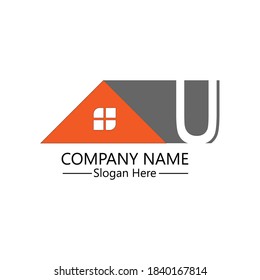 letter U  logo Icon monogram for house, real estate Illustration