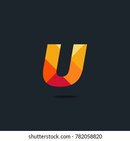 Letter U Logo icon. polygon pattern text. Geometric texture.  Vector element.
