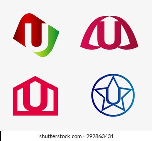 Letter u logo icon set

