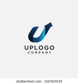 Letter U for Up Logo Icon vector template withe 3d floor style on white background