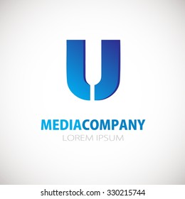 Letter U logo icon. Vector  design template. Blue business logotype