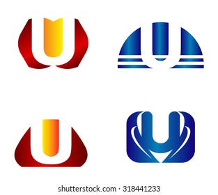 Letter U logo Icons Set Vector Graphic Design
