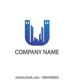 letra u ilustración de logotipo simple construcción moderna diseño de vectores color de la plantilla