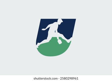 letter u logo with a jumping pickleball player silhouette. It is good for team logo, club, shirt, sticker, etc.