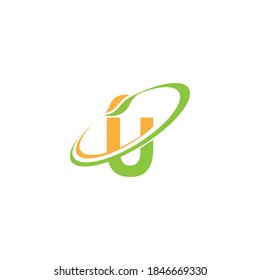 Concepto de diseño de icono de hoja de logotipo de la letra U
