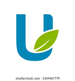 Letter U Logo with Leaves