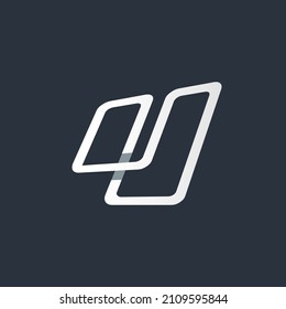 Letter U logo. Lowercase, uppercase character. Lettering icon isolated on dark background. Typographic sign. Modern design, web, tech, corporate style illustration graphic. Alphabet initial.