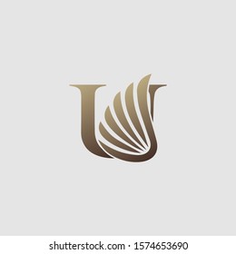 Letter U  Logo Luxury wing. Trendy Design concept  luxury wing and letter U for corporate, lawyer, notary, firm, automotive, community and more brand identity.