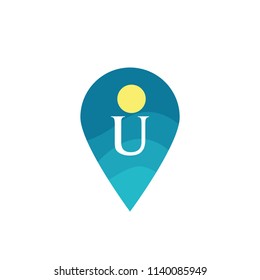 Letter U Logo Map Point,Check in,Pin maps symbol,Gps icon
