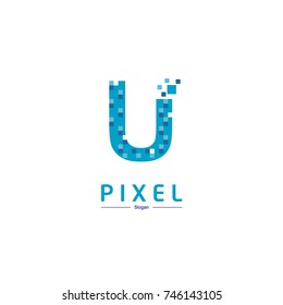 Letter U  Logo, pixel Logo