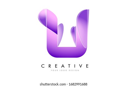Letter U Logo with Satin texture and Fluid Look Vector Design.