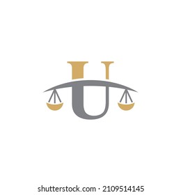 Letter U Logo With Scale of Justice Logo Icon 003