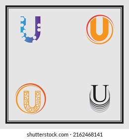 letter u logo set  illustration design template on gray background