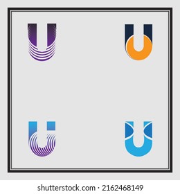 letter u logo set  illustration design template on gray background