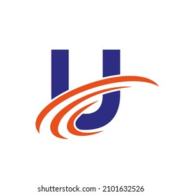 Plantilla de diseño de signo de logotipo de la letra U. Diseño De Logotipo De Gradiente Inicial U Concepto De Negocios Moderno, Plano Y Minimalista
