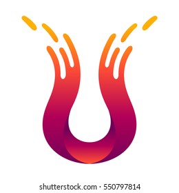 Letter U Logo With Splash Motion