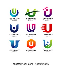 Letter U Logo template collection, modern creative U logo design
