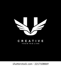 letter U logo template design with wings. U creative logo with wings. modern logotype symbol. wing logo. vector symbol of freedom. flying icon