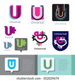 Letter U logo. Template letter U. Universal logo icons. Letter U icon design elements. Color logo letters U. Business card templates. Colorful letter U logo. Letter U logo brand. Universal symbol