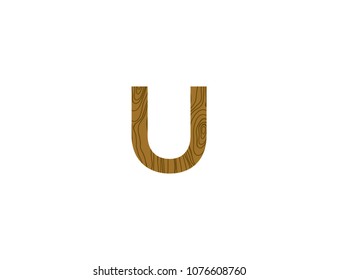 letter U logo template with wood texture