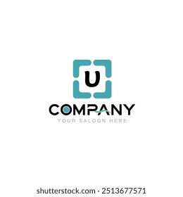 Letter U Logo Vector Design Illustration with Company Name and Your Text Here Logo Template on white background.