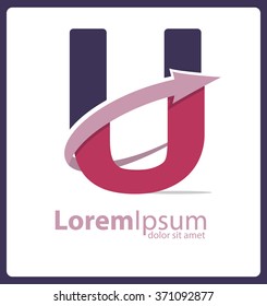 Letter U Logo Vector design with arrow