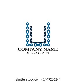 Letter U logo, vector illustration of modern icon bike chains